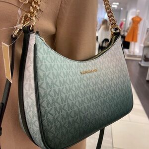 Michael Kors Jet Set Lg Pochette Ombré Logo Crossbody XBody Bag 
Moss Multi 
NWT